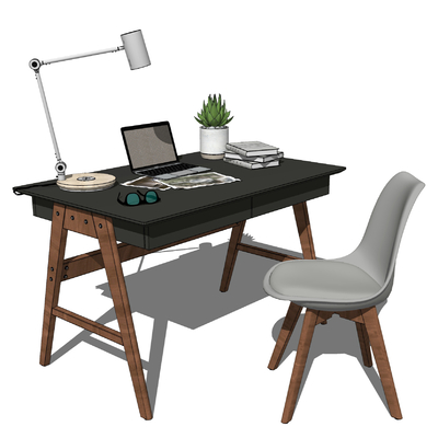 北欧书桌椅su模型