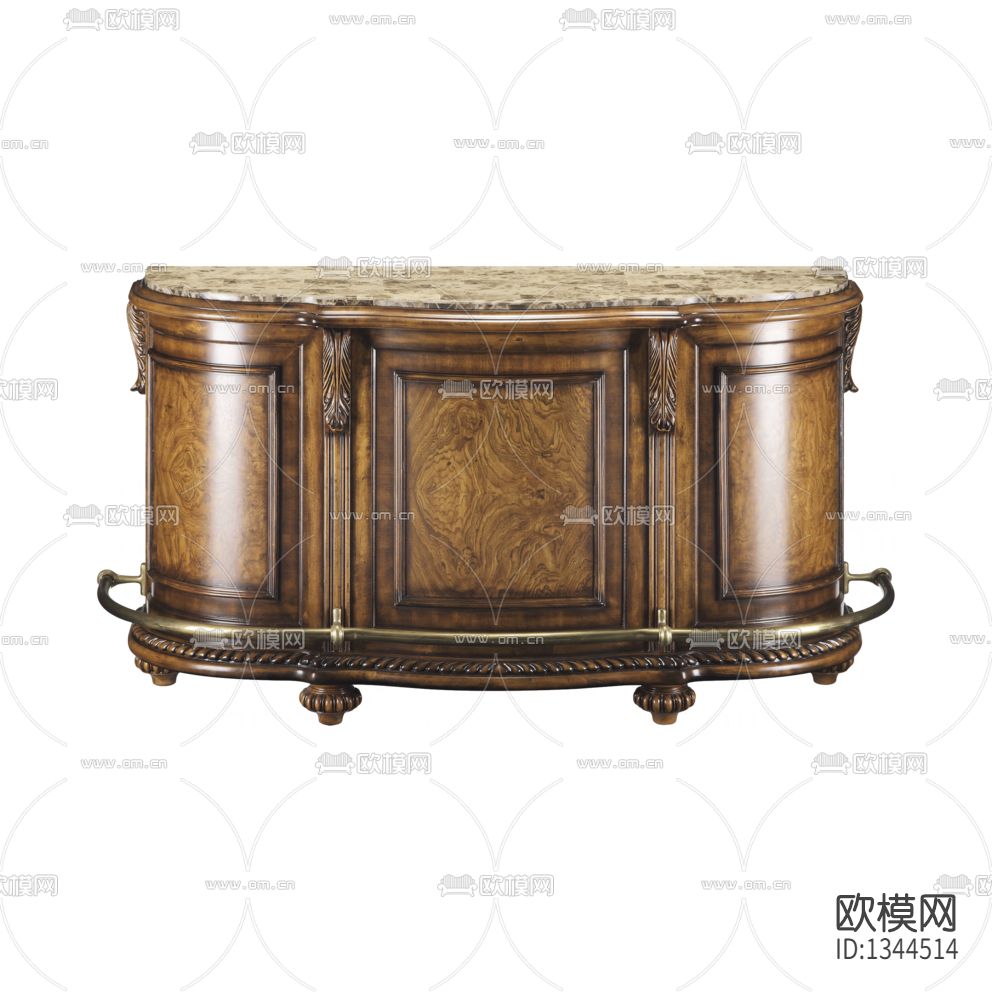 美式复古实木雕花吧台下载