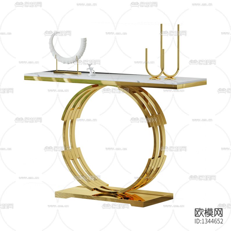 现代轻奢不锈钢大理石玄关台