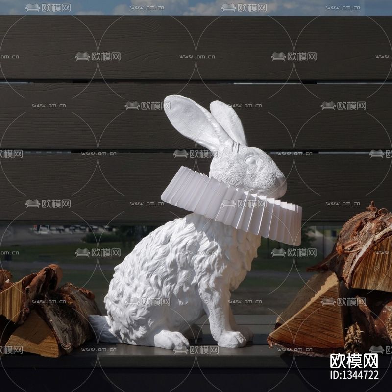现代简约兔子台灯下载（渲染图2）