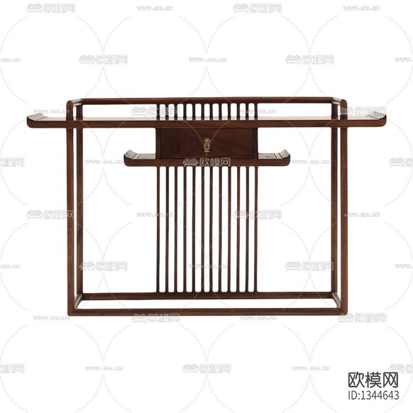 新中式禅意实木玄关台下载(渲染图1)