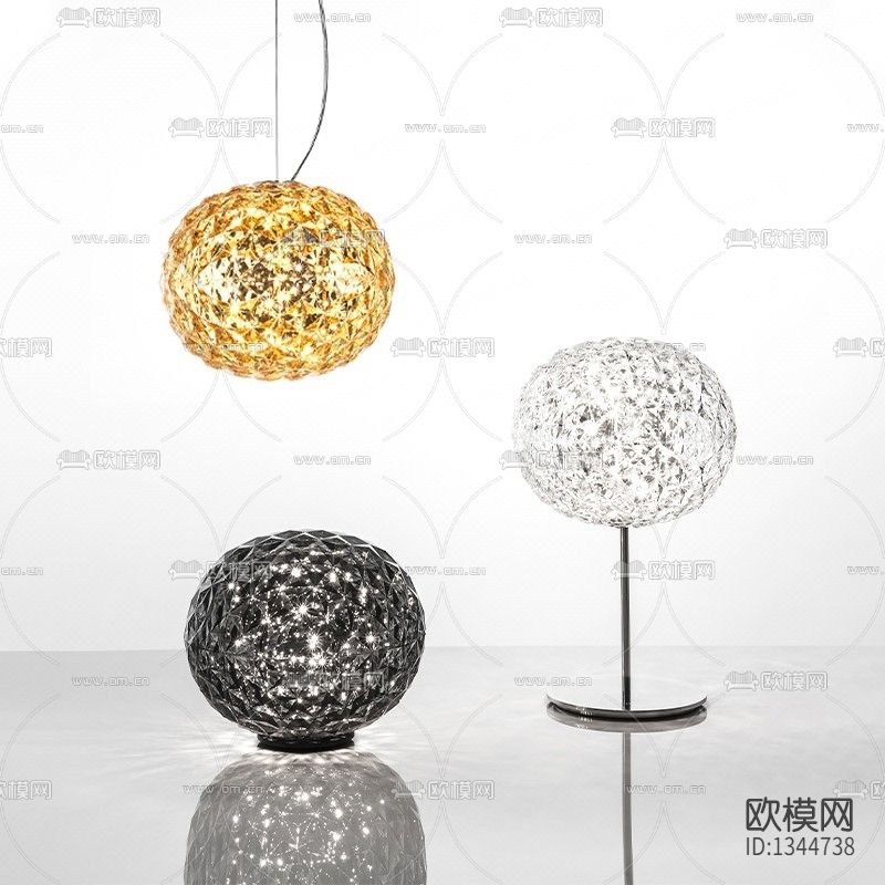 现代轻奢创意金属台灯下载（渲染图2）