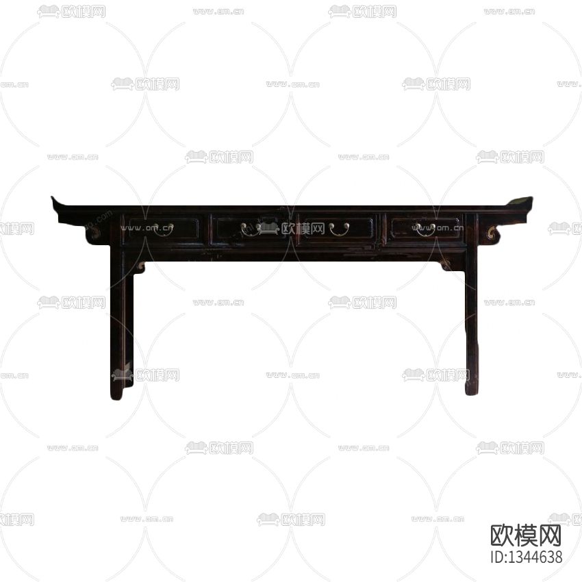 中式复古实木雕花翘头玄关台