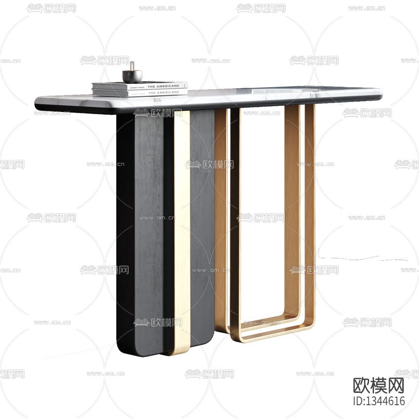 现代轻奢实木金属大理石玄关台