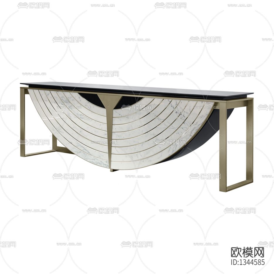 现代轻奢金属实木大理石玄关台