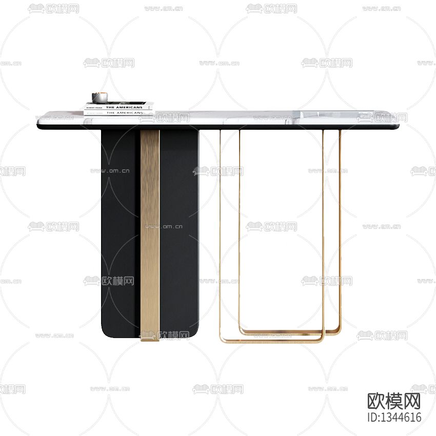 现代轻奢实木金属大理石玄关台