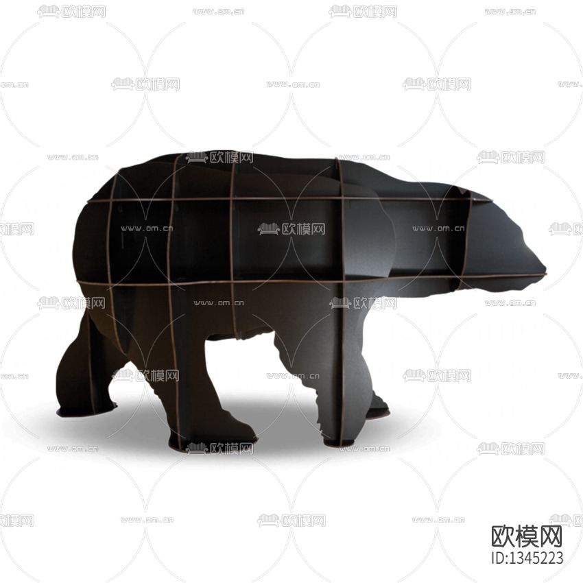 北欧狗熊实木书架下载（渲染图4）