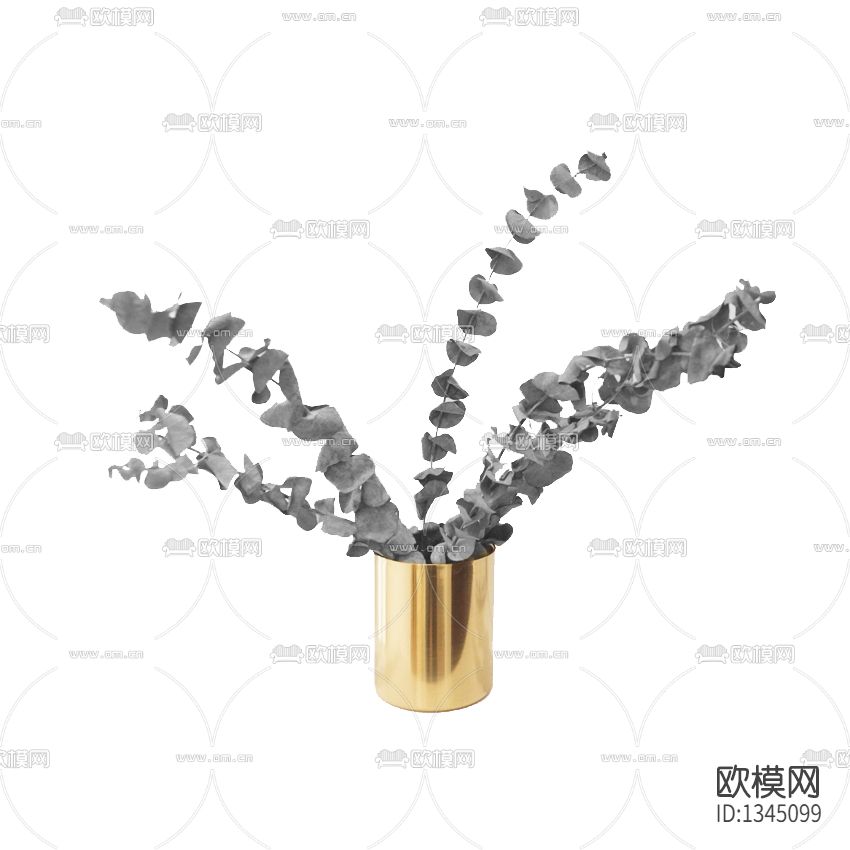 现代轻奢镀金花瓶摆放花艺下载