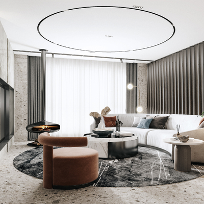 3d现代简约客厅模型-3dmax模型免费下载-欧模网