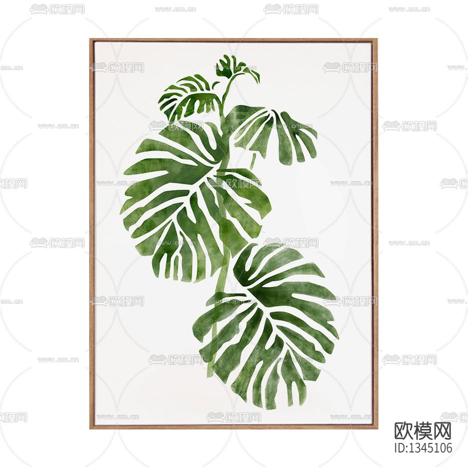 北欧简约龟背叶装饰画下载