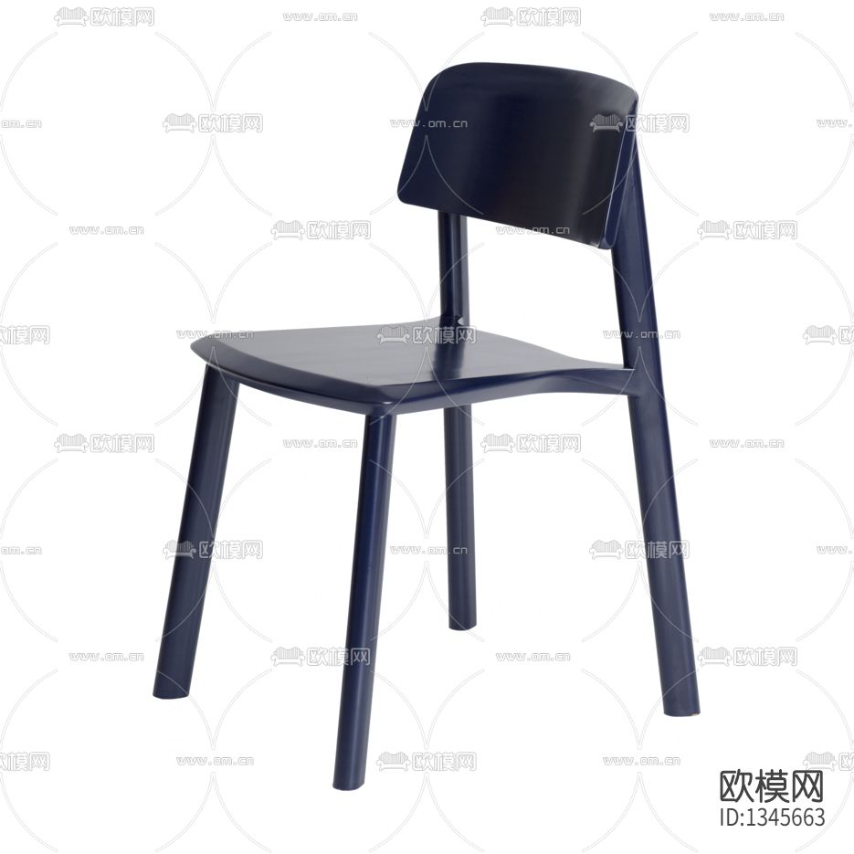 现代极简蓝色实木餐椅下载