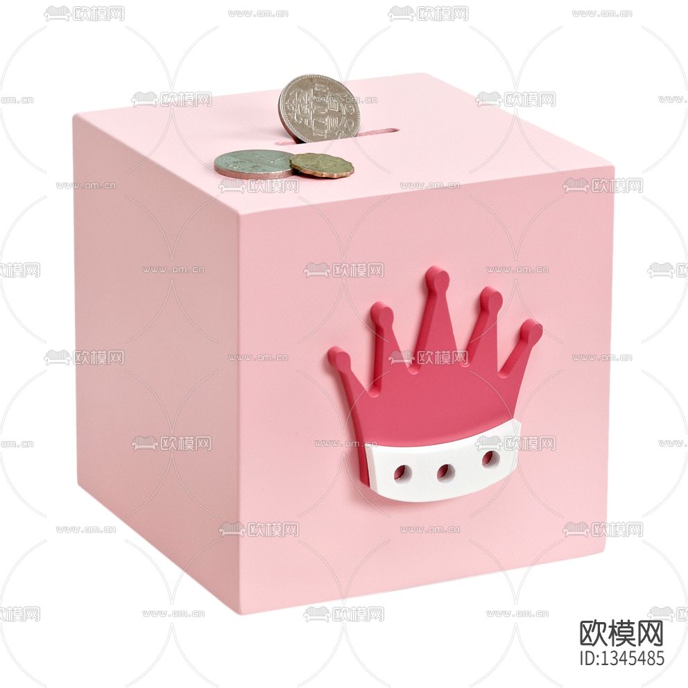 现代简约粉色皇冠装饰储钱罐下载