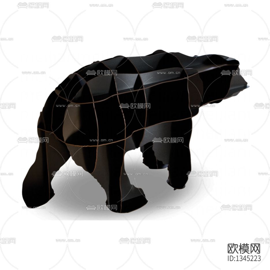 北欧狗熊实木书架下载（渲染图1）