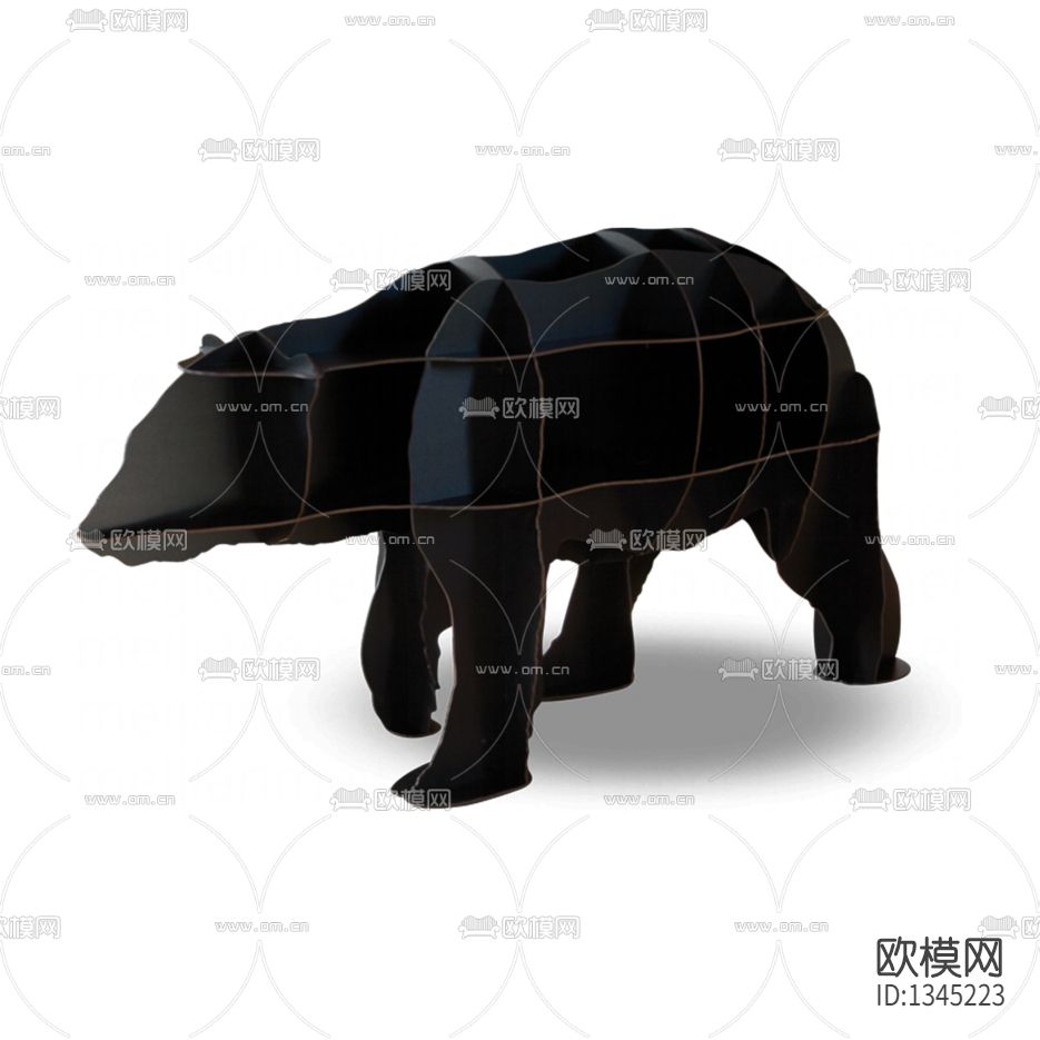 北欧狗熊实木书架下载（渲染图2）