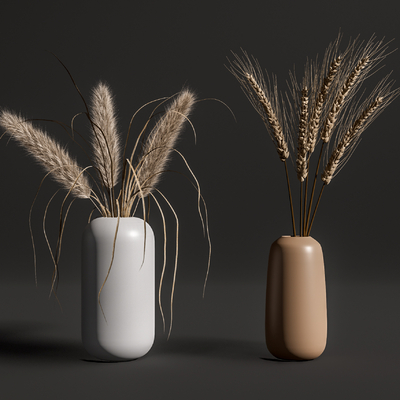 现代麦穗花艺花瓶su模型