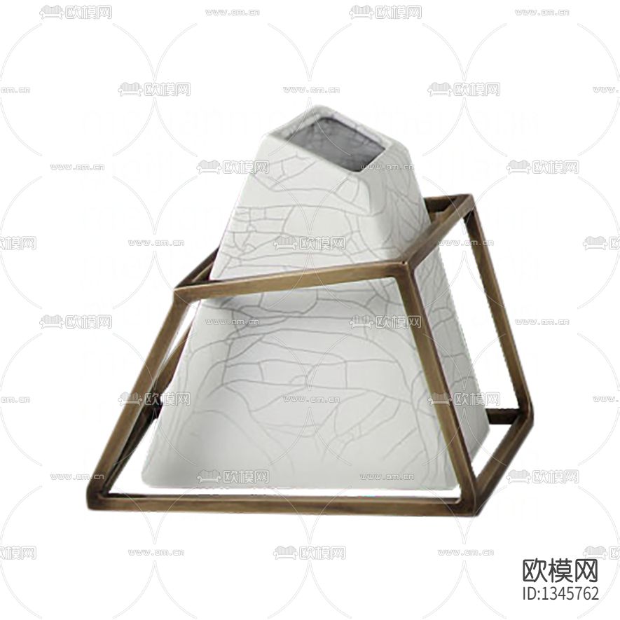 新中式裂纹陶瓷不锈钢花器下载