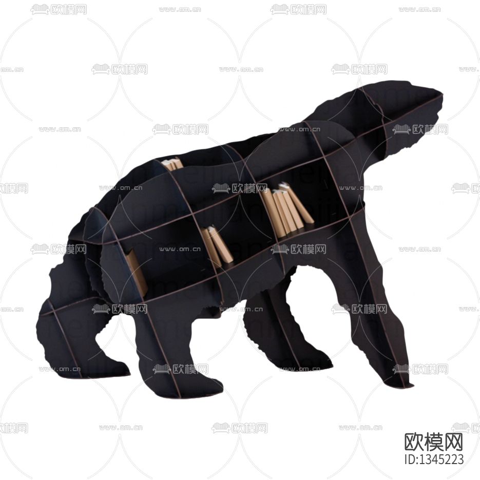 北欧狗熊实木书架下载（渲染图3）