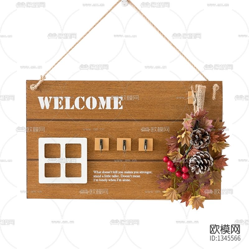 北欧简约创意入户钥匙挂钩壁饰下载（渲染图2）