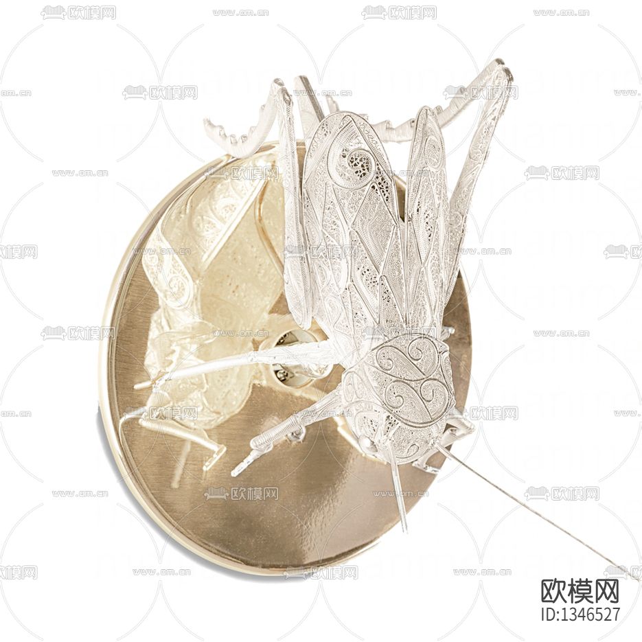 现代轻奢金属玻璃蟋蟀壁灯下载