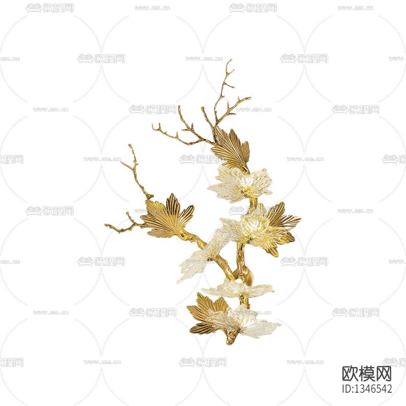 欧式轻奢金属树枝玻璃树叶壁灯