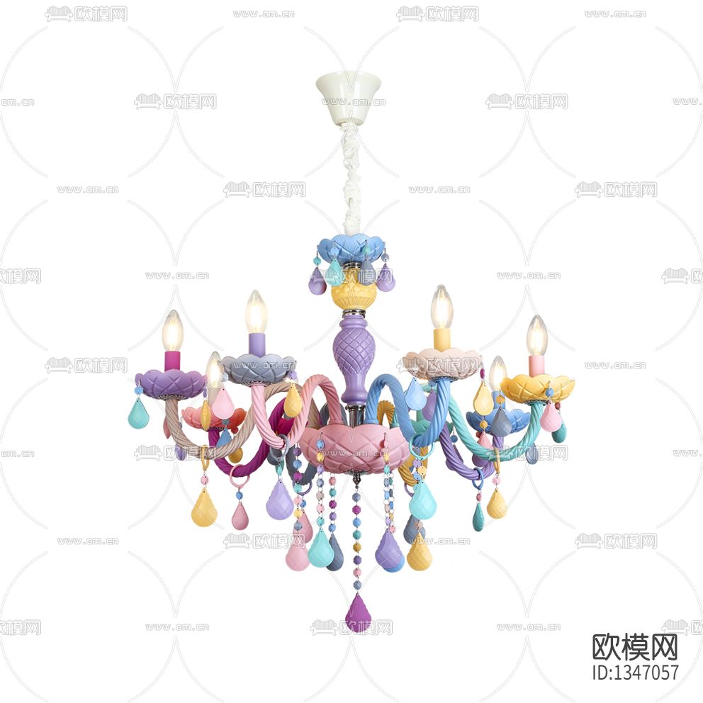 现代简约马卡龙彩色水晶吊灯下载