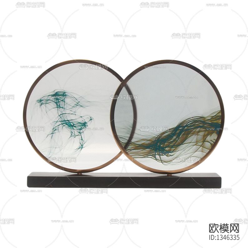 新中式创意金属圆形摆件下载