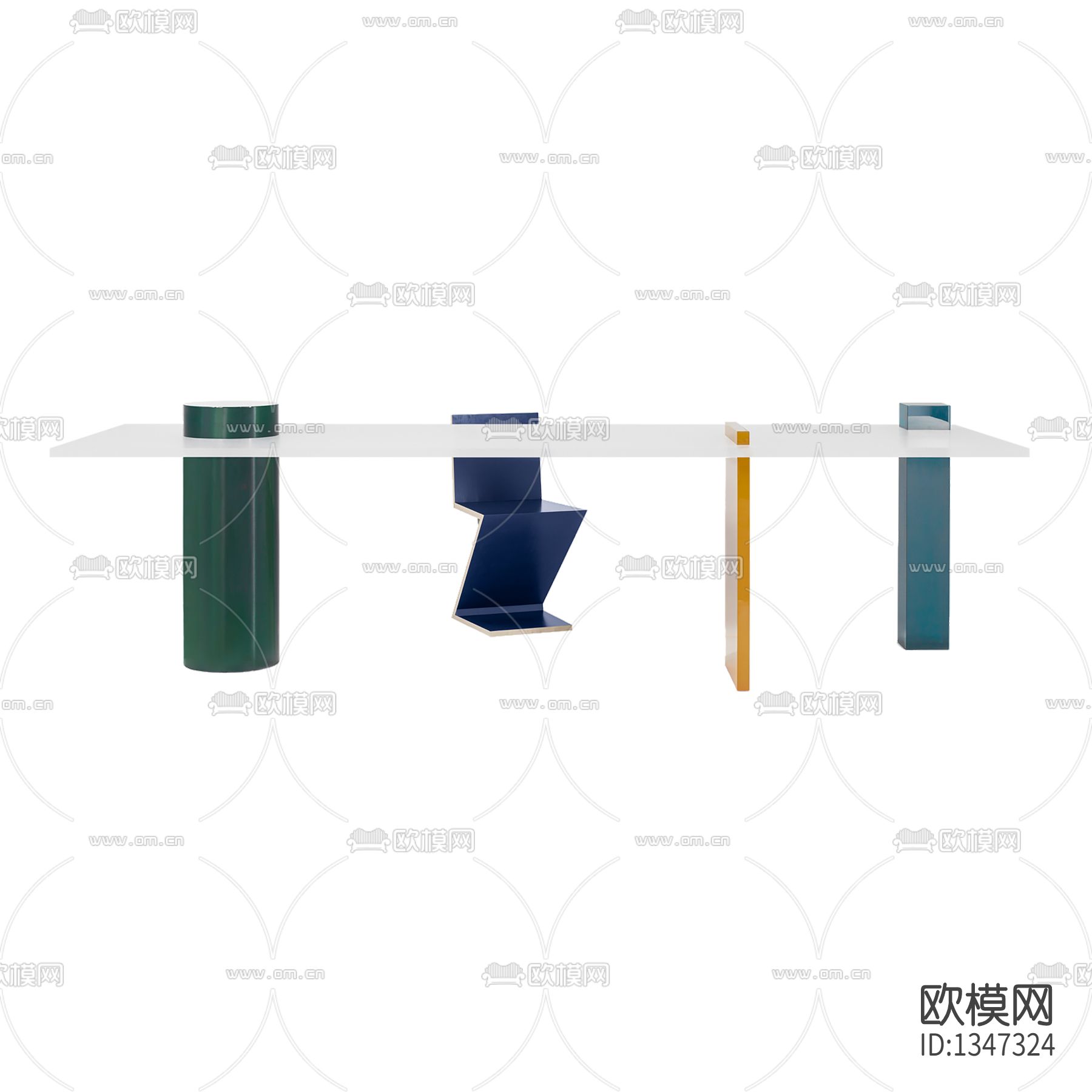 现代简约几何立体咖啡桌下载