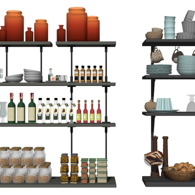  现代调料餐具su模型 