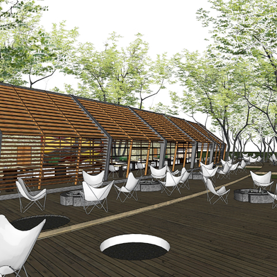 现代公园景观廊架su模型