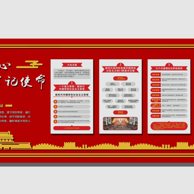  现代党建宣传栏文化墙su模型 