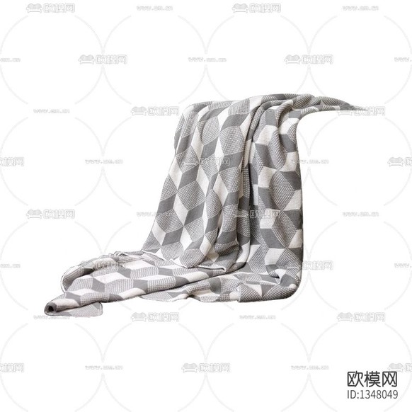 現(xiàn)代簡約立方體繡花布藝搭巾下載