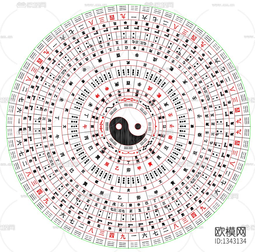 详细盘太极八卦cad施工图下载（渲染图2）