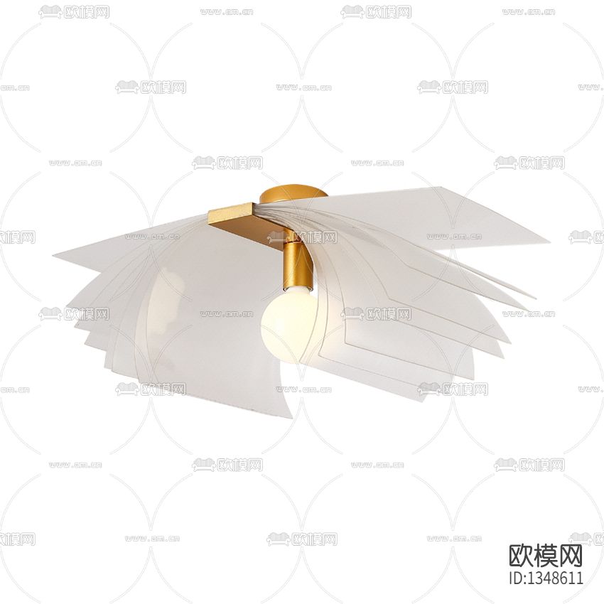现代轻奢黄铜玻璃书页吸顶灯