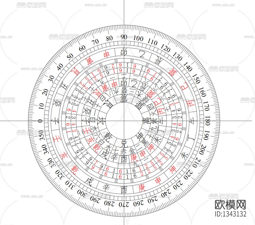 刻度盘-太极八卦cad施工图下载（渲染图1）