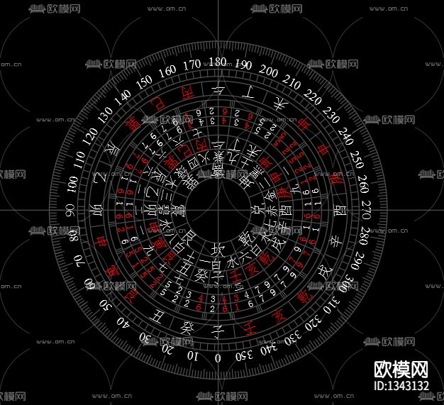 刻度盘-太极八卦cad施工图下载（渲染图2）