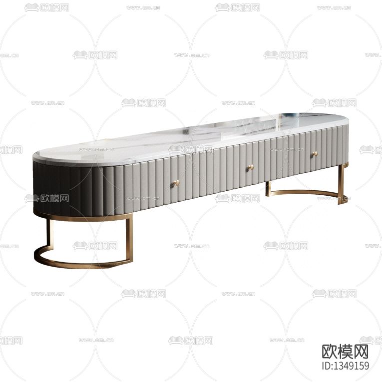 现代轻奢实木大理石不锈钢电视柜