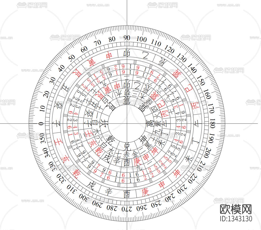 刻度盘-太极八卦cad施工图下载（渲染图1）