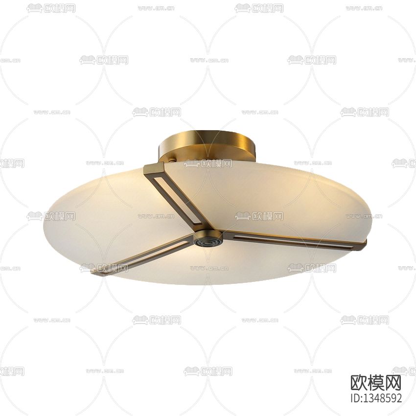 现代轻奢创意全铜玻璃吸顶灯下载