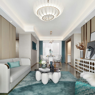 CIMA希玛设计 现代轻奢客厅餐厅（两个角度）