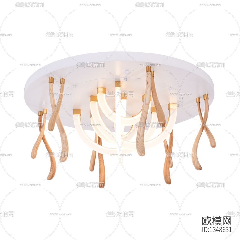 现代简约实木条吸顶灯下载