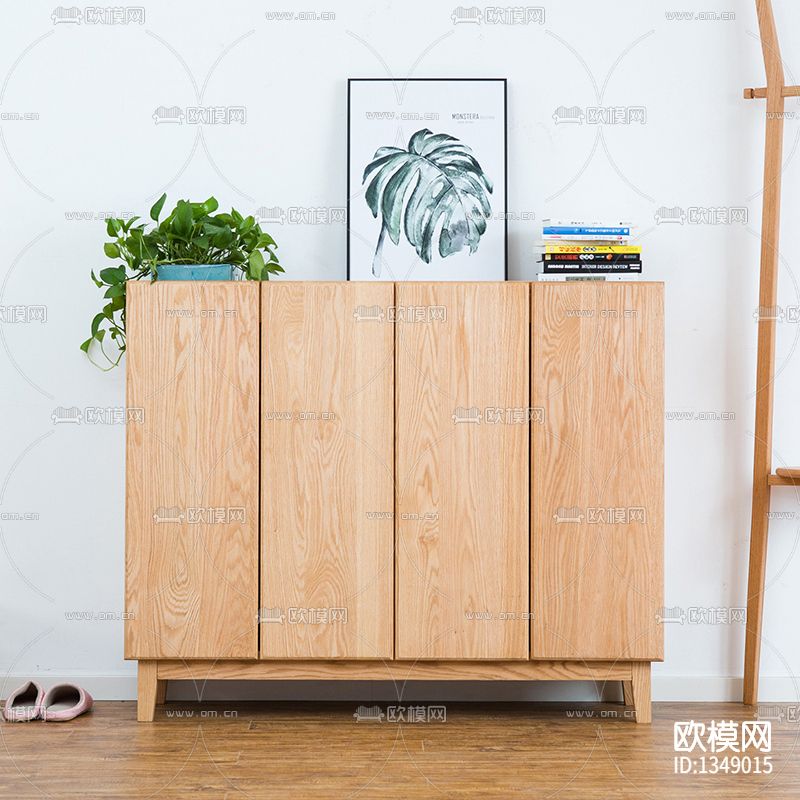 北欧极简实木鞋柜下载（渲染图2）