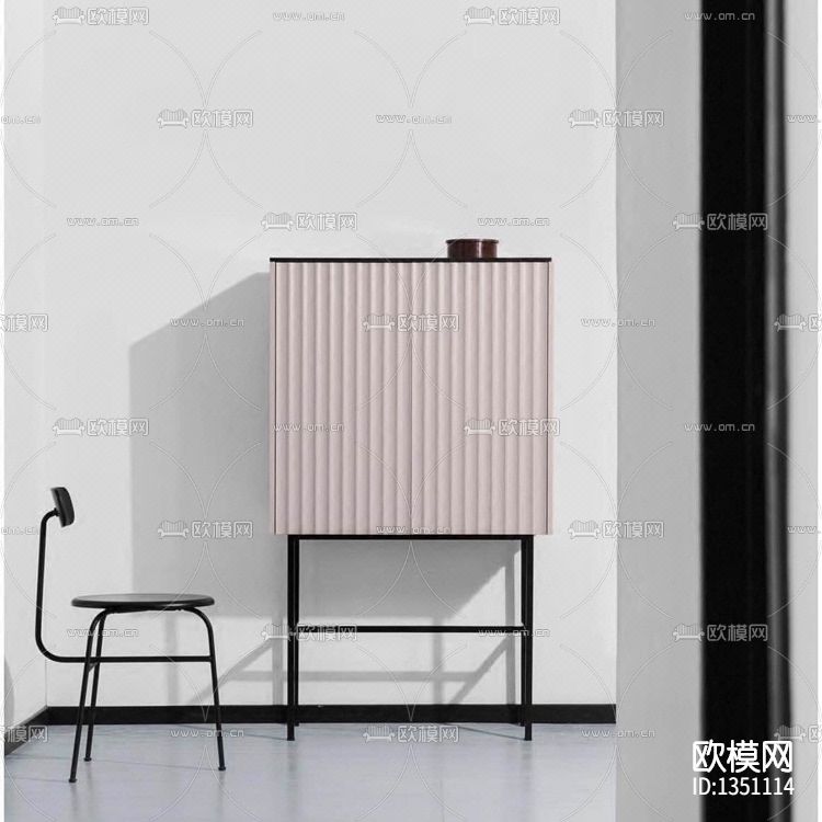 北欧极简实木不锈钢餐边柜