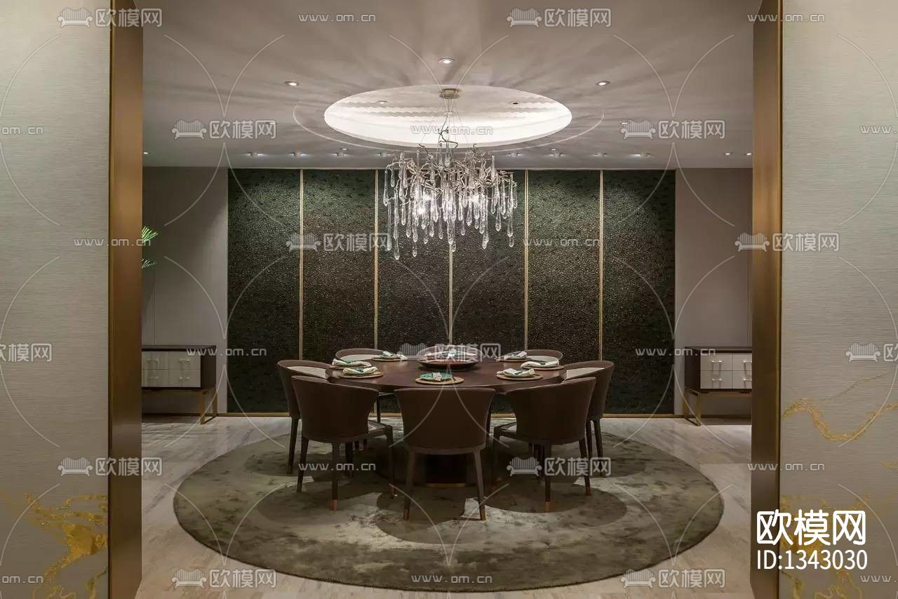 天筑6#A户型超大平层样板间cad施工图下载（渲染图8）