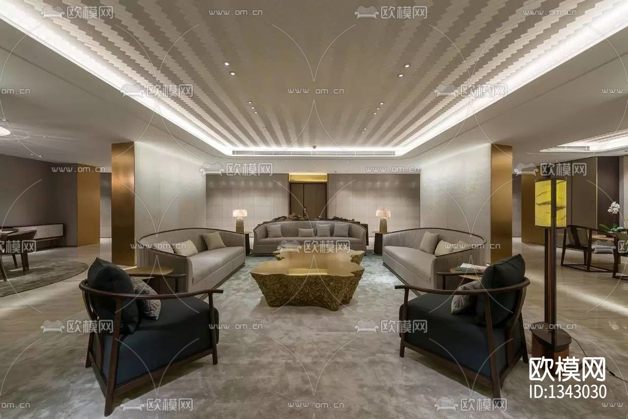 天筑6#A户型超大平层样板间cad施工图下载（渲染图7）