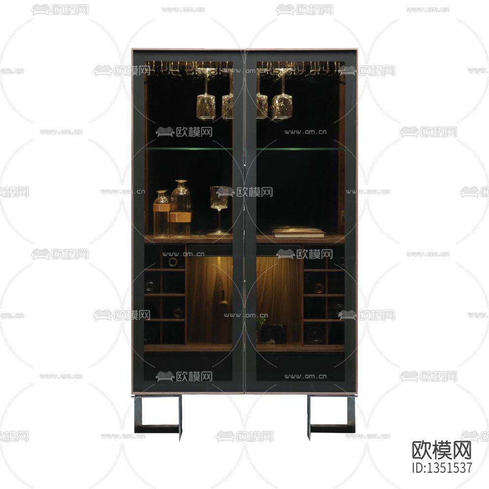 现代简约实木不锈钢酒柜下载