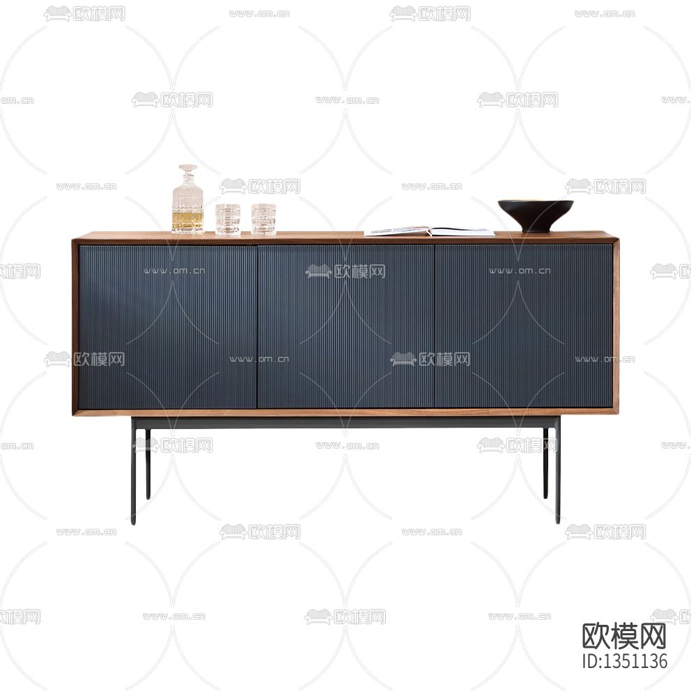 现代轻奢实木不锈钢餐边柜下载（渲染图1）