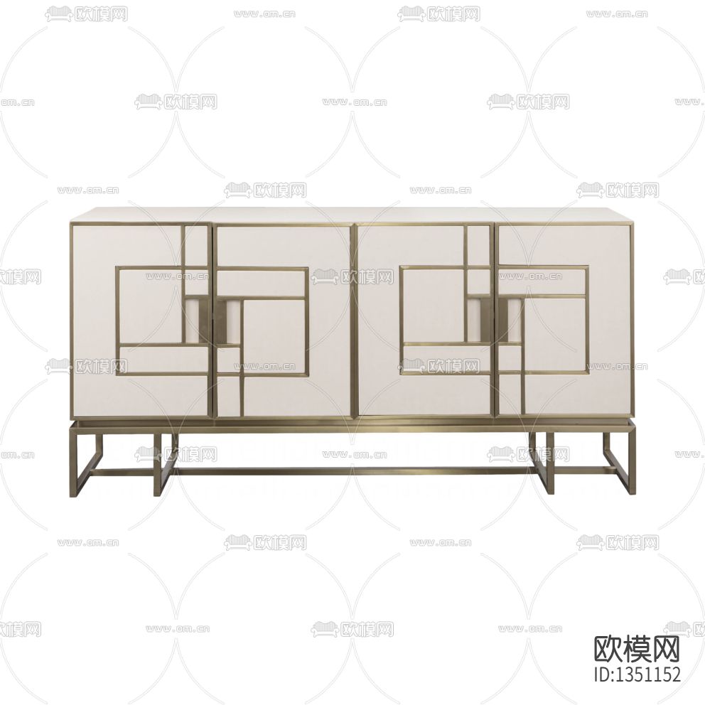 新中式轻奢实木不锈钢餐边柜下载（渲染图2）