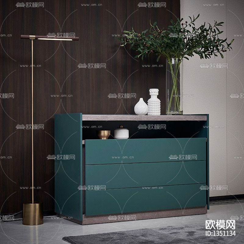 现代轻奢实木餐边柜下载（渲染图2）