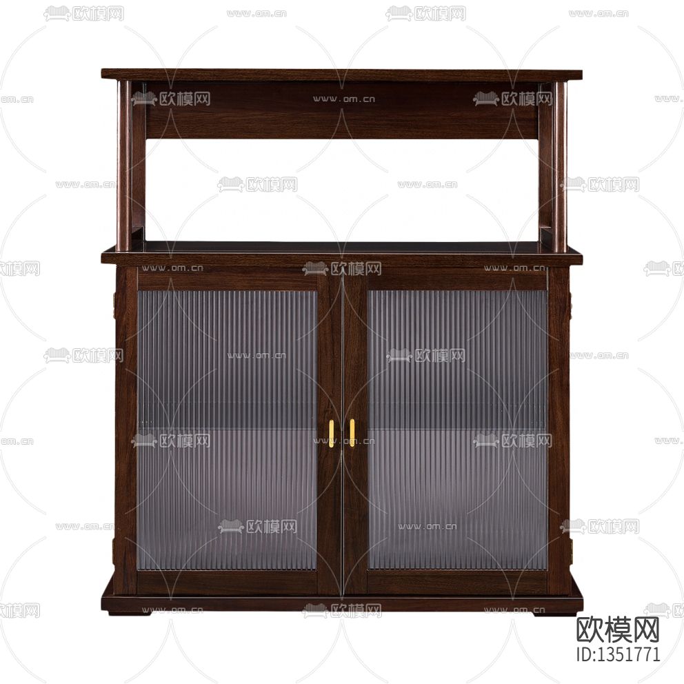 新中式简约实木玻璃酒柜下载