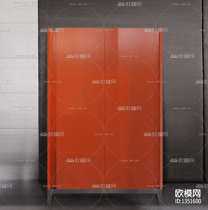 北欧极简橙色实木酒柜